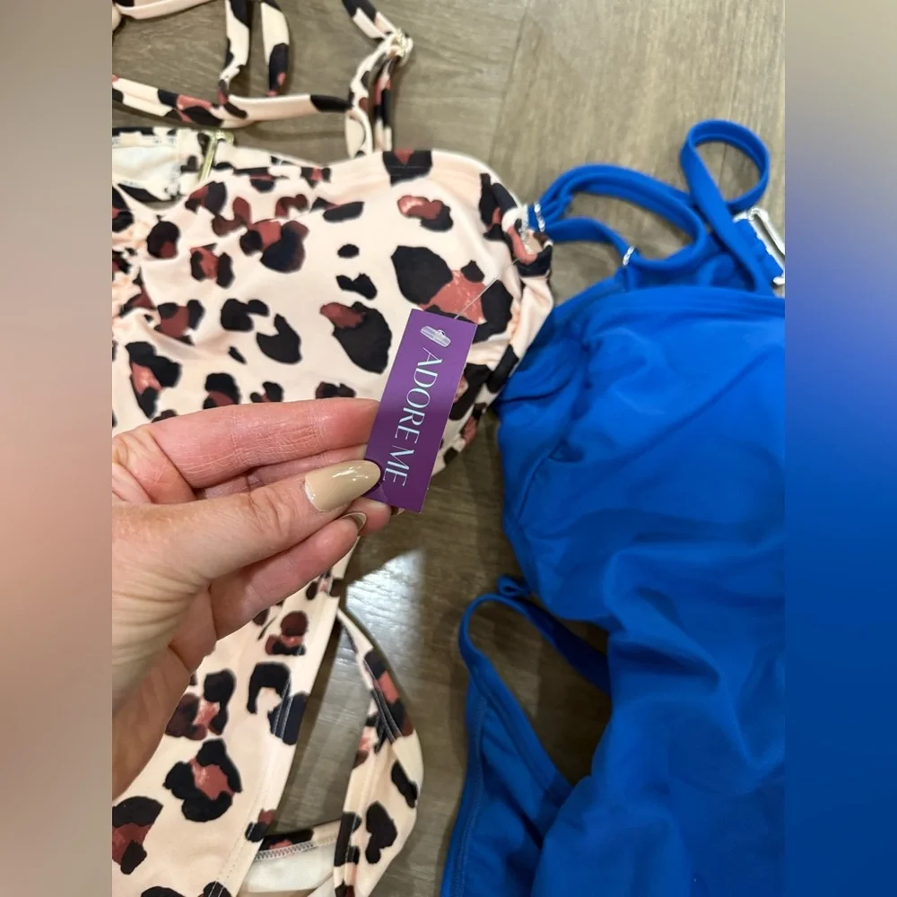 Adore Me Calypso Blue One-Piece Swimsuit and Cheetah One piece swimsuit nwt - Picture 5 of 9